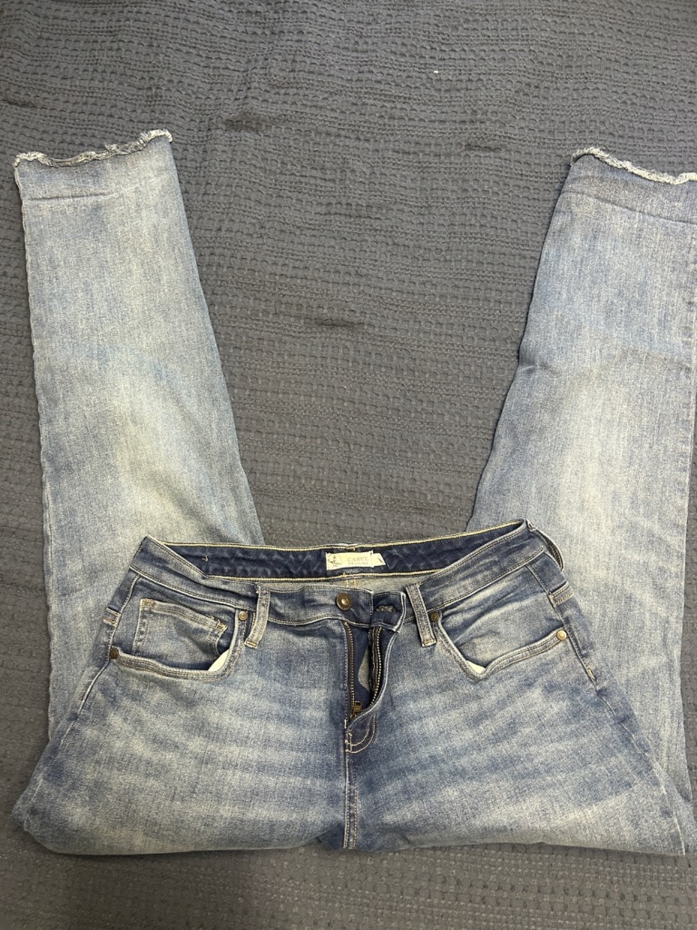 Carve Designs Light Blue Straight-Leg Jeans with Raw Hem - Picture 3 of 4